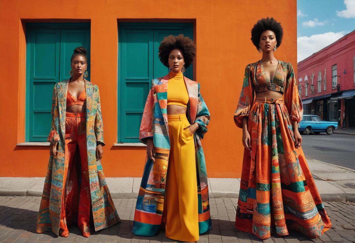 An eclectic mix of diverse individuals sharing their personal stories through fashion, showcasing vibrant attire from various cultures. The backdrop features an urban setting blending traditional and modern elements, reflecting the fusion of past and present. Colorful patterns and textures fill the scene, symbolizing creativity and connection across generations. super-realistic. vibrant colors. urban landscape.